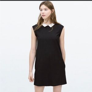 Zara Plaid Check Peter Pan Collar Shift Dress Black Wednesday Addams Cosplay